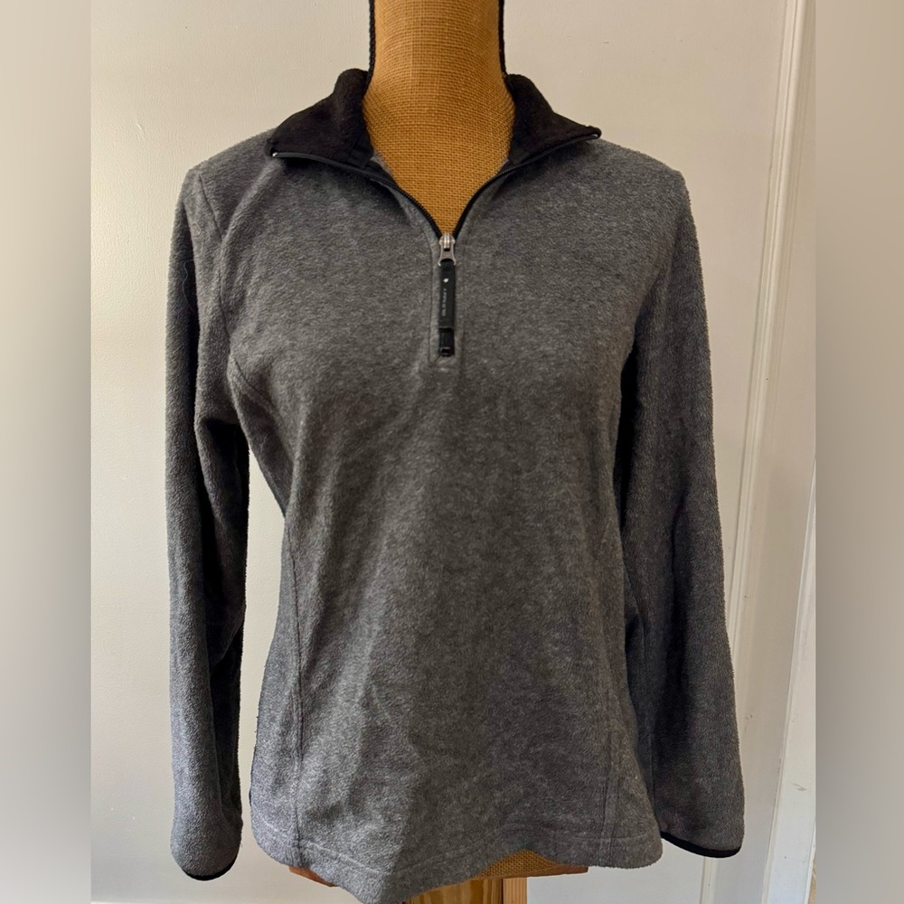 Old Navy Women’s Quarter-Zip Fleece Pullover – Gray & Black